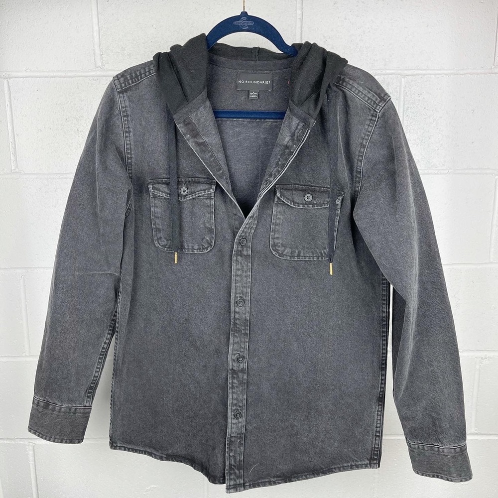 No Boundaries Fleece Hooded Shirt Jacket